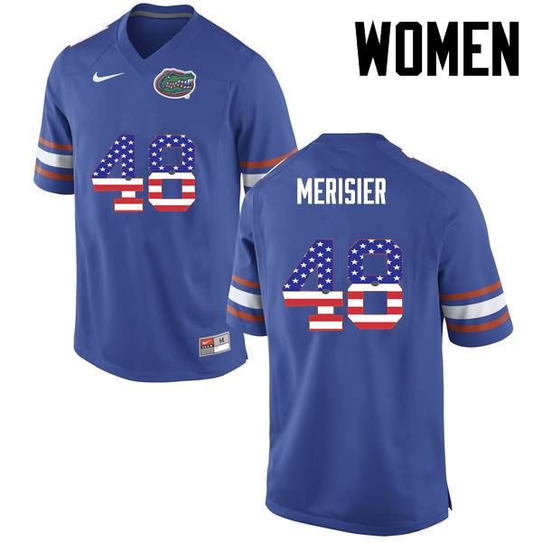 NCAA Florida Gators Edwitch Merisier Women's #48 USA Flag Fashion Nike Blue Stitched Authentic College Football Jersey YSU6364RK